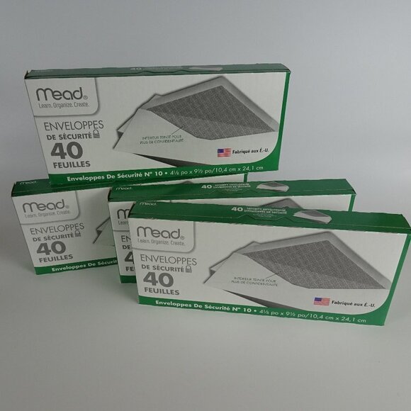 4 Boxes MEAD #10 WHITE Security Envelopes 40 each - Picture 1 of 4